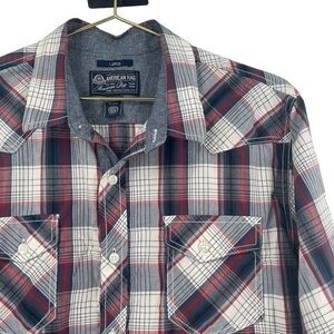 American rag plaid button down shirt, large
